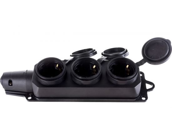 Колодка Navigator, NCA-BLR2-03-16A-E-IP44-BL, 3 гнезда, с/з, каучук, черная 61372 – изображение 5