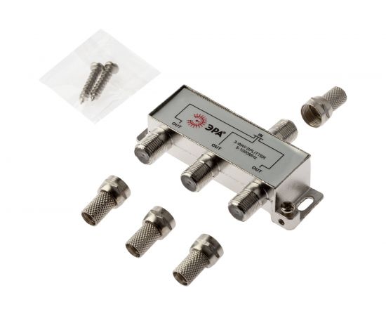 Делитель ЭРА ТВ DF05 3 ответвления под F разъем, в комплекте 4 F разъема, 5-1000 МГц Б0048324 
