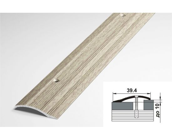 Порог разноуровневый алюминиевый (39.4 мм; 0.9 м; декоративный; дуб беленый) Лука 00000001777 – изображение 2