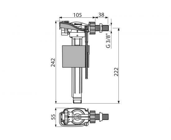 Впускной механизм с боковой подводкой для керамических бачков Alca Plast A150-3/8 00067176 – изображение 4