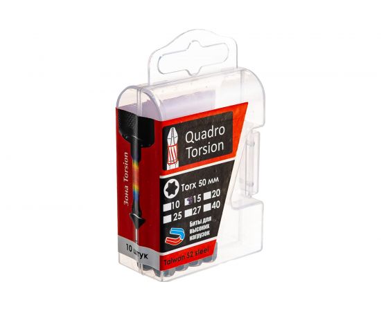Бита Torx (10 шт; T15; 50 мм; 1/4"") Quadro Torsion 431550 – изображение 5