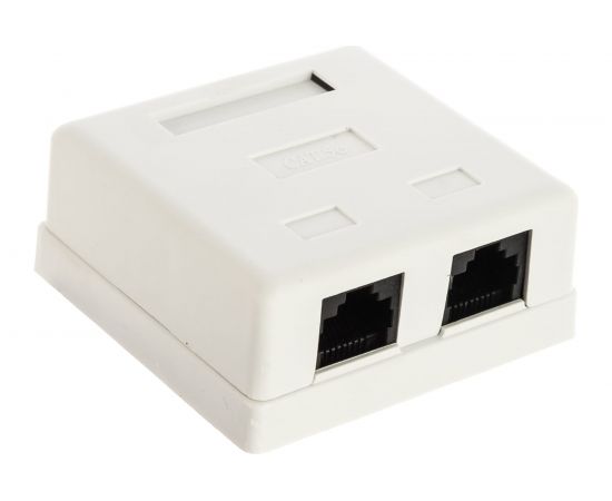 Настенная розетка TWT 2 порта RJ-45, категория 5е, белая, SM2-4545-WH 
