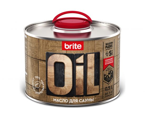 Масло для сауны BRITE FLEXX для любых пород древесины, бесцветное, банка 0,5 л 212469 