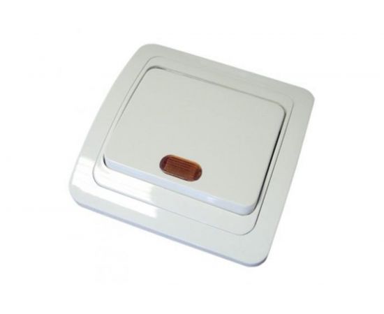 Проходной переключатель TDM Валдай белый одноклавишный с подсветкой 10А SQ1804-0005 