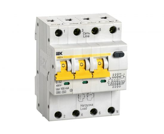 Автоматический выключатель дифф. тока IEK АВДТ 34 C32 100мА MAD22-6-032-C-100 