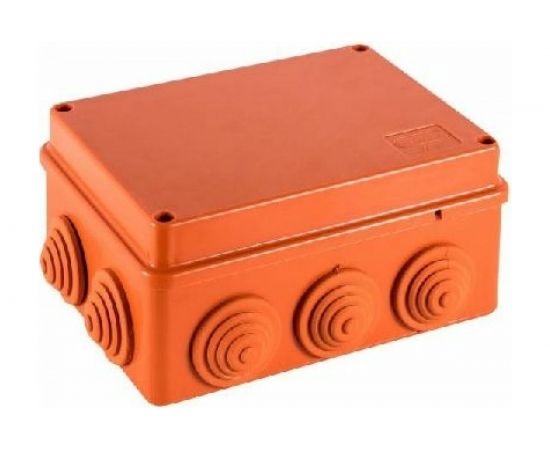 Огнестойкая коробка Экопласт JBS150 E110, о/п 150х110х70, 10 выходов, IP55, 5P, цвет оранжевый 43029HF 