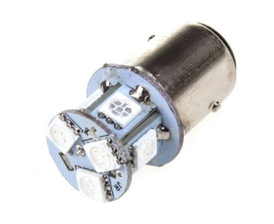 Автолампа диод S25 24V 8 SMD диодов BAY15d 2-контурная, красная SKYWAY S08202032 