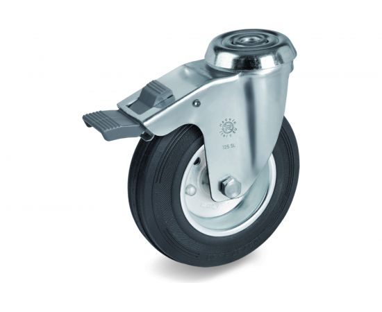 Колесо поворотное с тормозом, с отверстием под болт (125х12 мм; 130 кг) Tellure Rota 536203 – изображение 3