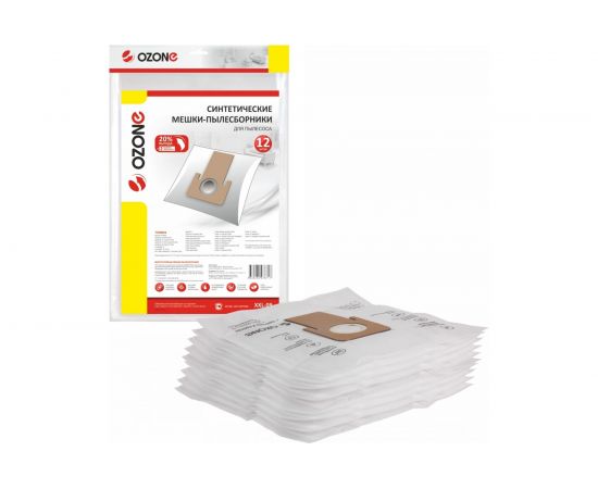 Мешки-пылесборники синтетические 12 шт + 2 микрофильтра для пылесоса Ozone XXL-09 – изображение 3