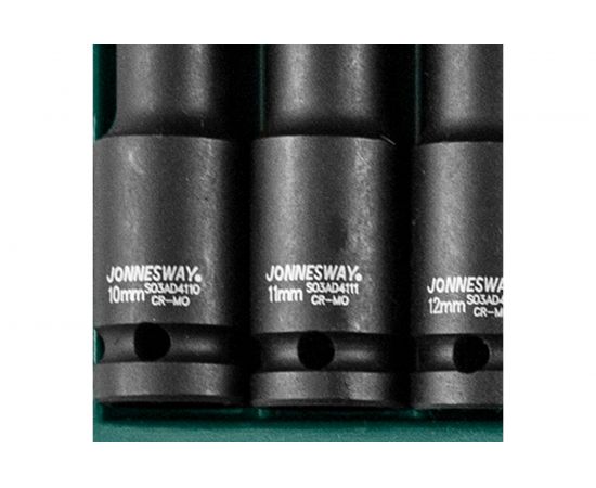 Набор торцевых головок ударных глубоких 11 предметов (1/2"DR 10-24 мм) Jonnesway S03AD4111S – изображение 3