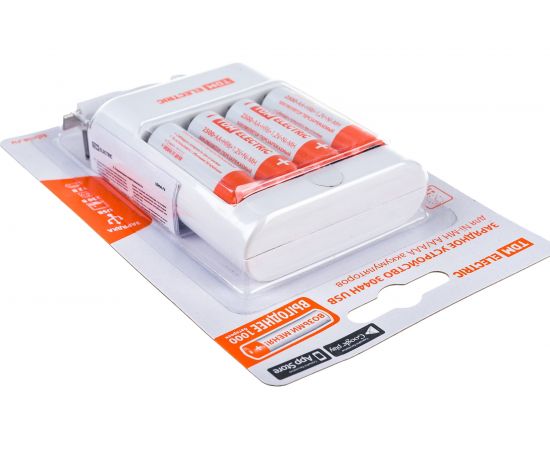 Зарядное устройство TDM 3044Н 300 mA 4 слота АА/ААА 2 кан.+4xAA2500 USB SQ1702-0105 – изображение 4