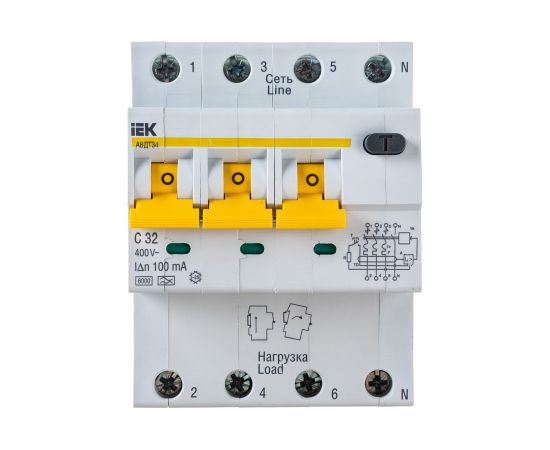 Автоматический выключатель дифф. тока IEK АВДТ 34 C32 100мА MAD22-6-032-C-100 – изображение 4