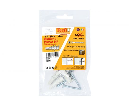Дюбель DRIVA с шурупом Tecfi HF 15x32 4 шт 147479 – изображение 4