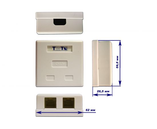 Настенная розетка TWT 2 порта RJ-45, категория 5е, белая, SM2-4545-WH – изображение 5