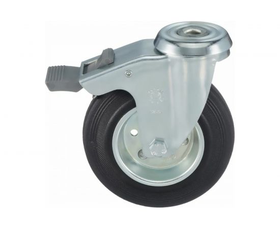 Колесо поворотное с тормозом, с отверстием под болт (125х12 мм; 130 кг) Tellure Rota 536203 – изображение 5