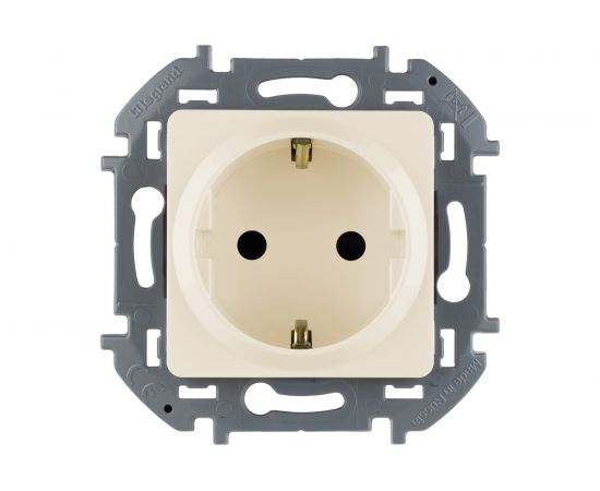 Розетка Legrand 2К+З со шторками - немецкий стандарт - 16 А - 250 В INSPIRIA - слоновая кость 673731 