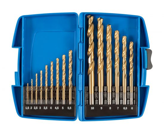 Набор сверл по металлу (15 шт; 1.5-10.0 мм; HSS-TIN) МастерАлмаз 10501607 