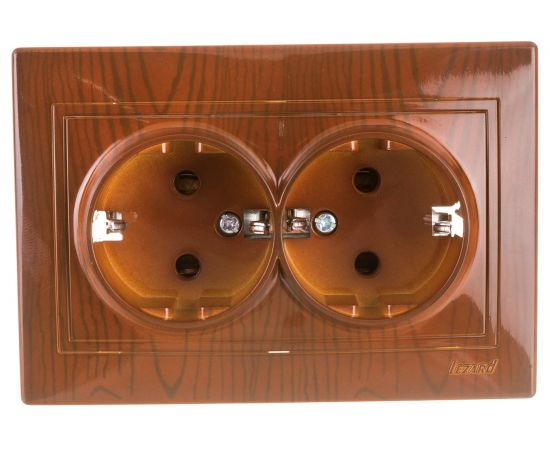Розетка Lezard Мира х2 с заземлением, сосна 701-0801-127 