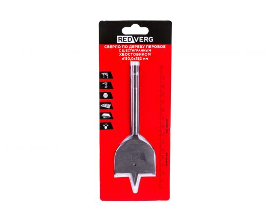 Сверло по дереву перовое HCS 50х152 мм REDVERG 6621156 