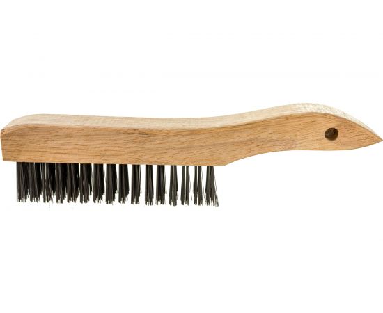 Зачистная 6-и рядная щетка, закаленная прямая проволока с деревянной ручкой СИБРТЕХ 74806 