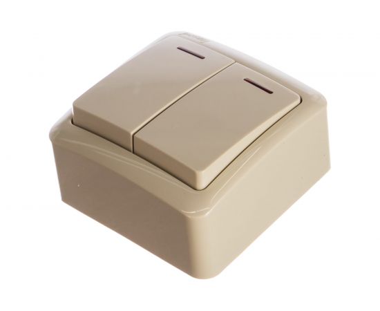 Двойной выключатель с подсветкой Lezard VIOLA крем 751-0300-112 