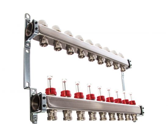 Коллектор из нержавеющей стали с расходомерами 9 вых. STOUT SMS 0917 000009 