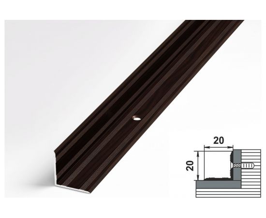 Порог угловой внутренний алюминиевый (20х20 мм; 0.9 м; декоративный; дуб венге) Лука УТ000002714 – изображение 2