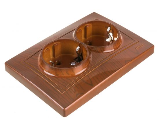 Розетка Lezard Мира х2 с заземлением, сосна 701-0801-127 – изображение 2