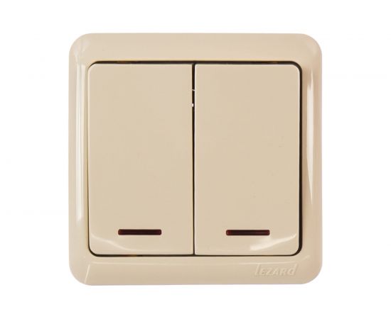 Двойной выключатель с подсветкой Lezard VIOLA крем 751-0300-112 – изображение 2