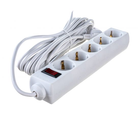 Сетевой фильтр ExeGate SP-5-7W 5евро с заземлением 7м защита от перегрузки выключатель с подсветкой белый 279180 – изображение 2