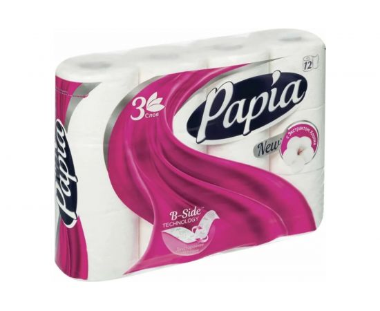 Туалетная бумага PAPIA HAYAT 3 слоя, 12 рулонов, белая 1/7 – изображение 2