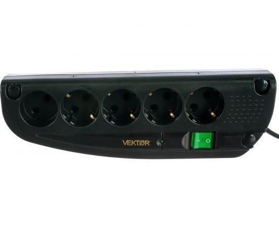 Сетевой фильтр Vektor COM черный 3м 15782 – изображение 2