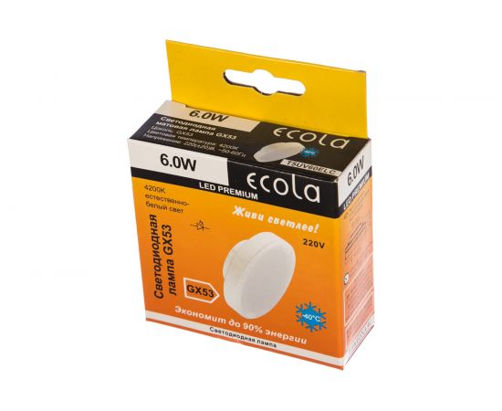 Светодиодная лампа Ecola GX53 LED Premium 6,0W Tablet 220V 4200K матовая 27x75 T5UV60ELC – изображение 2