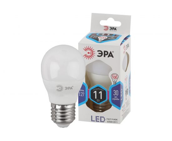 Светодиодная лампа ЭРА LED P45-11W-840-E27 диод, шар, нейтр Б0032989 – изображение 3
