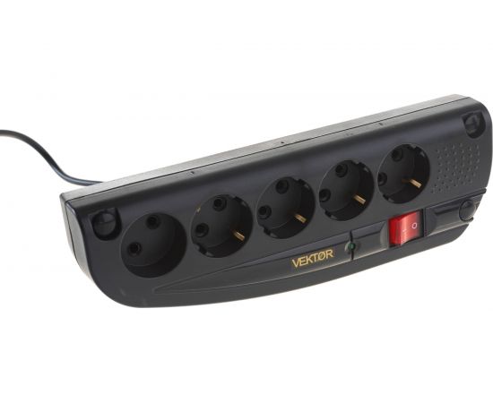 Сетевой фильтр Vektor COM черный 3м 15782 – изображение 3