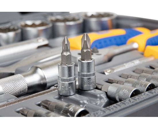 Набор инструмента 1/2 Dr и 1/4 Dr 82 предметов с 12 гранными головками KRAFT KT 700681 – изображение 8
