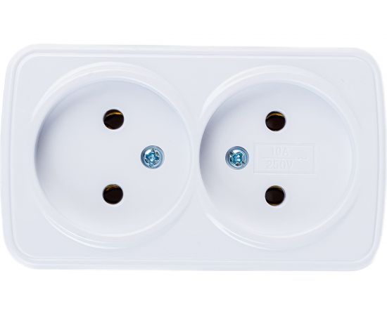 Розетка TDM двойная 2П открытой установки IP20 10А, белая ""Дача"" Народная SQ1824-0009 