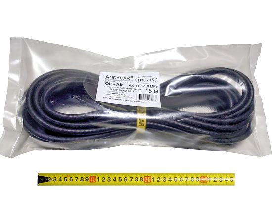 Шланг резиновый 3-х слойный маслобензостойкий ГОСТ 10362-2017 (4х11.5 мм; 16 атм.; бухта 15 м) Andycar H38-15 
