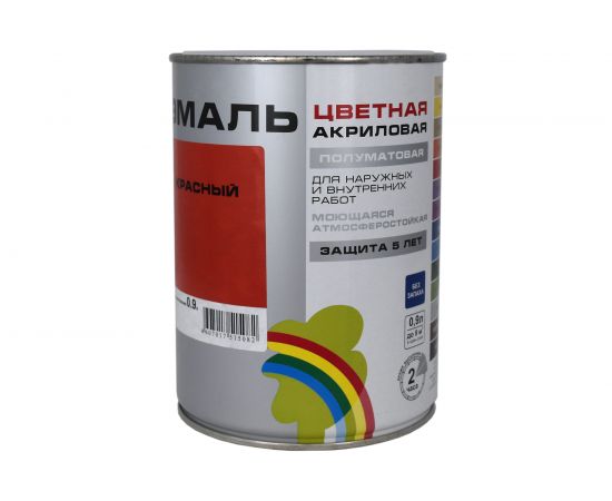 Универсальная цветная эмаль Радуга Colors ВД-АК 220 красный, 0,9 л 142941 