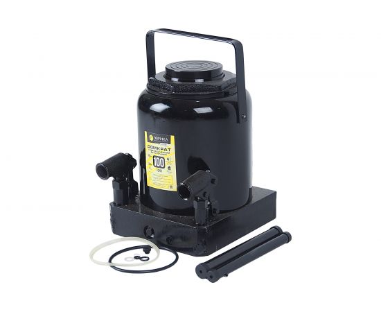 Гидравлический бутылочный домкрат ЭВРИКА с клапаном, 100 т, ремкомплект ER-81001 