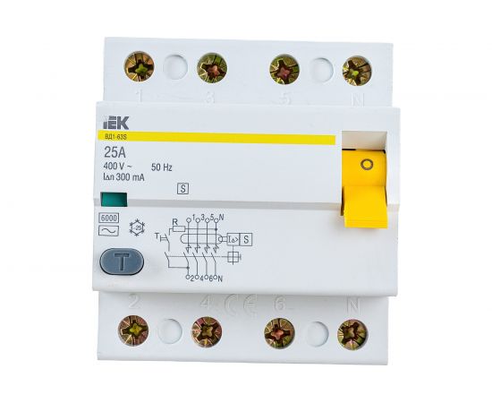 Устройство защитного отключения IEK ВД1-63S УЗО, 4Р, 25А, 300мА MDV12-4-025-300 