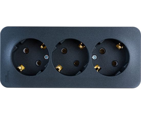 Трехместная розетка Schneider Electric BLANCA, открытой установки, с заземлением, без шторок, АНТРАЦИТ BLNRA010316 