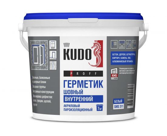 Акриловый пароизоляционный шовный герметик KUDO внутренний PROFF SMS-311 белый, 7 кг 11606215 