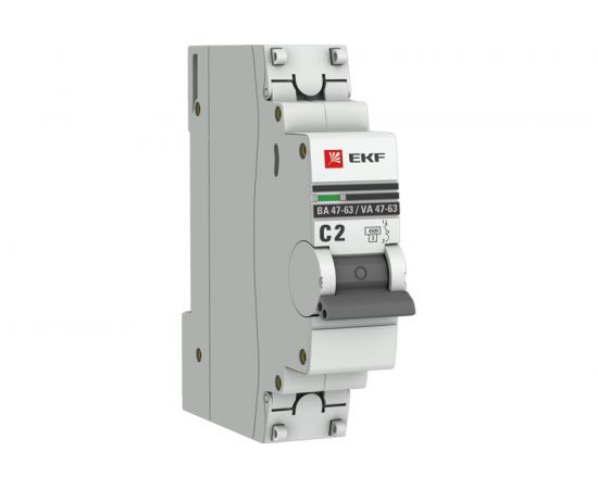 Автоматический выключатель EKF PROxima ВА 47-63 1P, 2А, 4,5kA mcb4763-1-02C-pro 