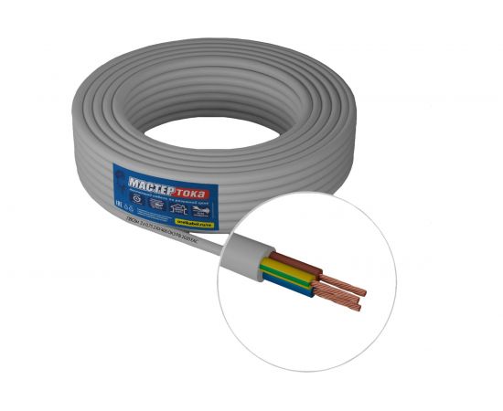 Провод ПВСбм Мастер Тока 3х0.75 белый 100м МТ1171 