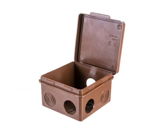 Распаячная коробка Урал ПАК для открытой проводки под темное дерево 80*80*50мм (квадратная),7 входов КО-92018080-032 