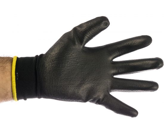 Полиэстеровые перчатки с полиуретановым покрытием Delta Plus цвет черный, р. 7 VE702PN07 