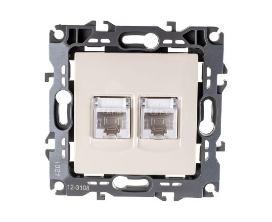 Информационная двойная розетка ЭРА 12-3108-02 2XRJ45, IP20, 12, слоновая кость Б0014730 