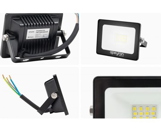 Прожектор Apeyron Led, smd, 10Вт, IP65, 800Лм, 6500К, 90х70х24мм, черный / 05-37 – изображение 12