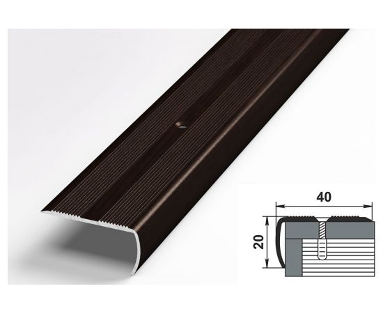 Порог угловой алюминиевый декоративный (40х20 мм, 1,8 м, Дуб венге) ЛУКА УТ000006654 – изображение 2
